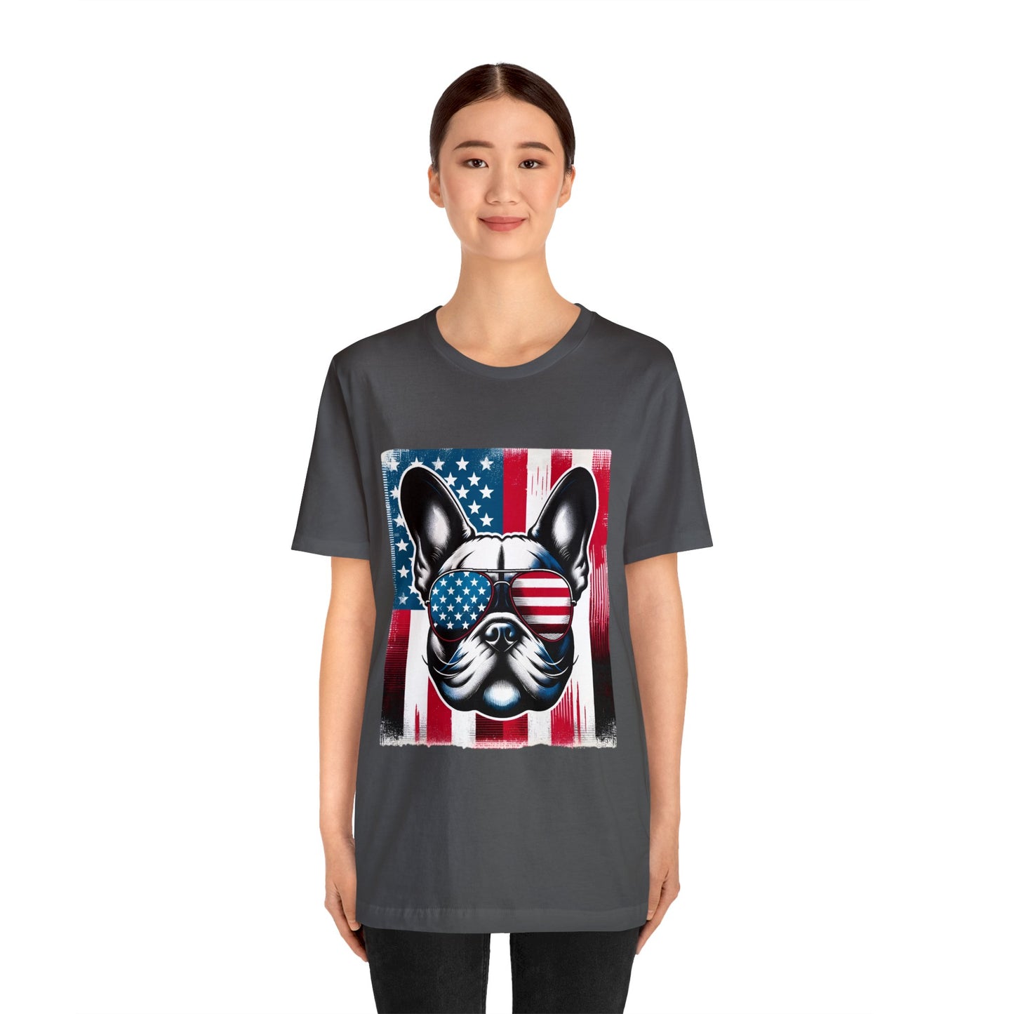 Patriotic French Bulldog Shirt, American Flag, USA, Frenchie, Vintage Cool