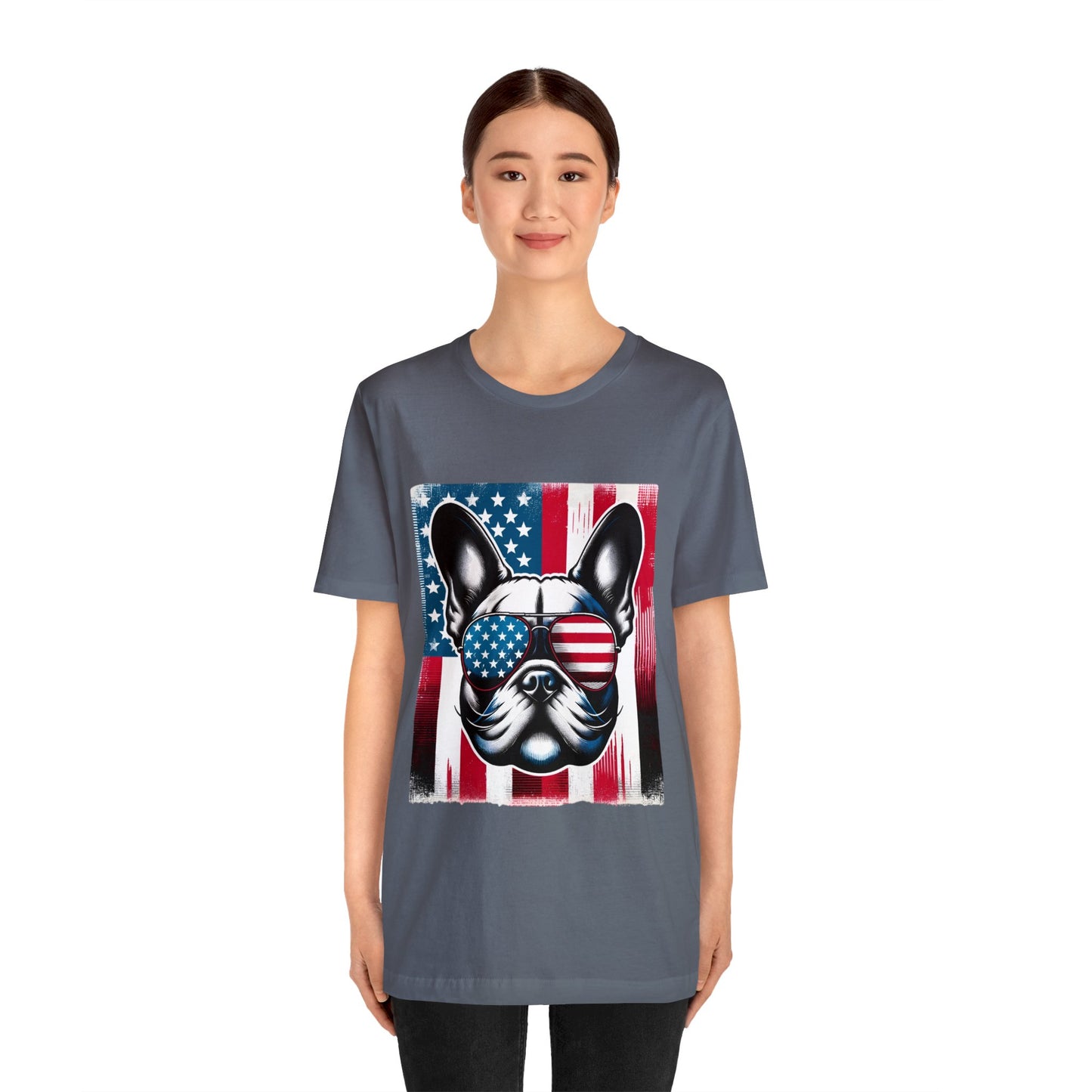 Patriotic French Bulldog Shirt, American Flag, USA, Frenchie, Vintage Cool